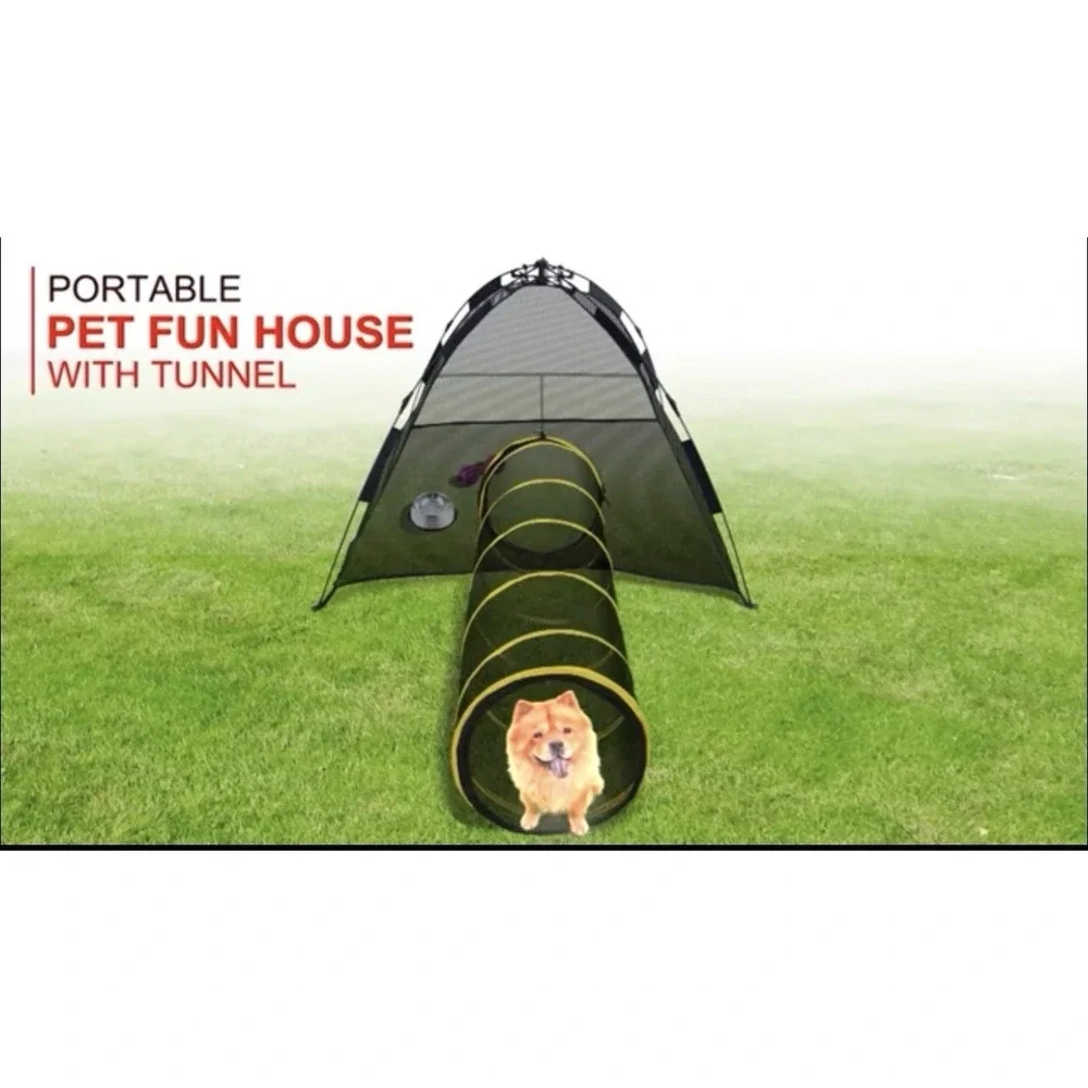 Cat Play House Outdoor Kitty Compound Tube Enclosure Yard Pen Cage Fun Tent